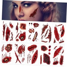 60 PCS 10 Sheets Fake Scars Temporary Tattoos, Horror Fake Scars Tattoos A