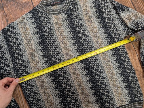 VINTAGE Brandini Pullover Herren XL Grau Geometrisch Acryl Wollmischung Italy - Bild 10 von 11