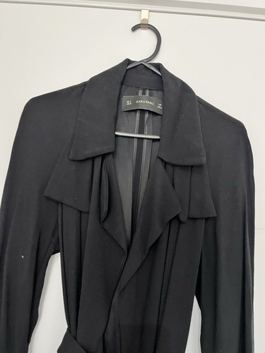 Zara Black Lightweight Trench Coat – Size M - Picture 2 of 3