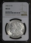 1921-D (MS63) Morgan Silver Dollar $1 NGC - Better Date
