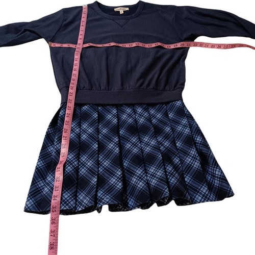 NEW Macy's Sweatshirt Hoodie Dress Schoolgirl Preppy Plaid Skirt Size Large - Picture 4 of 8