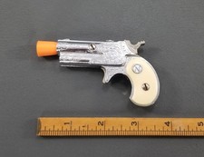 Nichols Dyna-Mite Derringer 1950s Nickle Plated Cap Gun Works Diecast Metal Nice