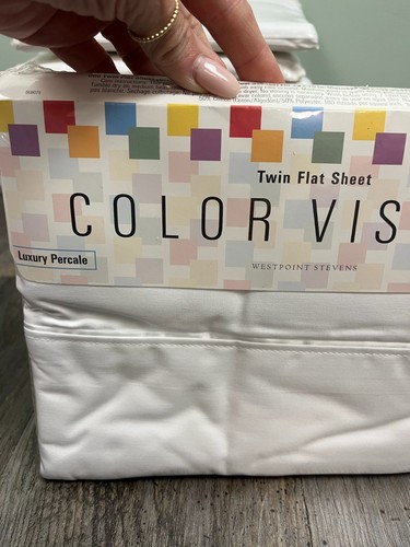 Color Visions West Point Stevens Twin Flat Sheet White Luxury Percale LOT OF 10! - Picture 2 of 6