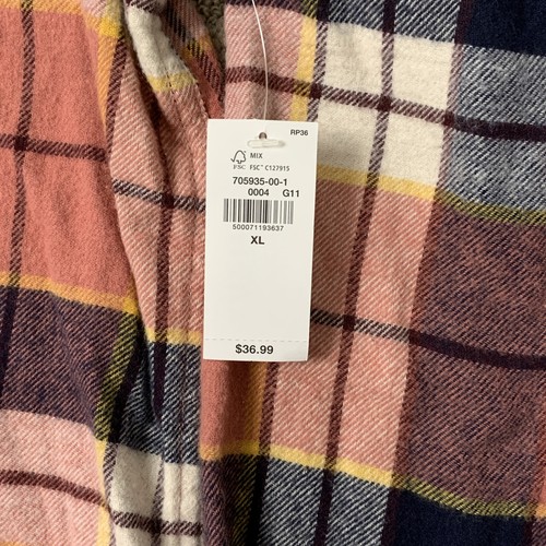 Old Navy Men’s XL Pink/Multi Plaid Long Sleeve Flannel Shirt Regular Fit NWT - Picture 10 of 15