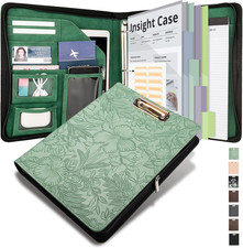 Clipboard with Storage for Men Women, Leather Padfolio Portfolio with Zipper, 1