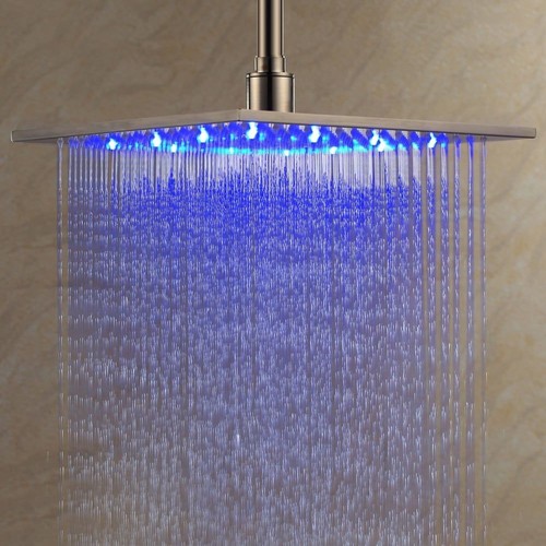 12 Inch Modern LED Stainless Steel Square Ceiling Mount Rain Shower Head in Brus - Picture 12 of 12
