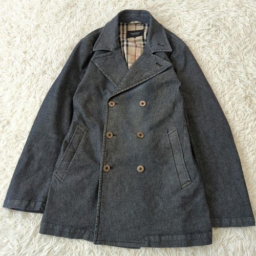 BURBERRY Black Label Denim Pea Coat Nova Check Herren schwarz grau Gr. L GEBRAUCHT