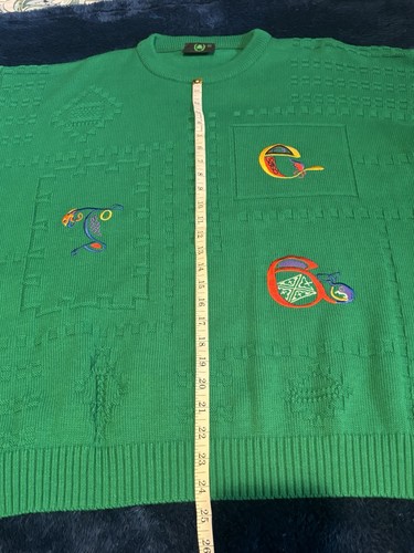 Vintage Emerald Isle Herren Irish Ireland bestickt grün Pullover Größe XL - Bild 12 von 15