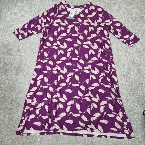 Box2 Long Dress UK 30 / 32 Magenta Floral Stretch Cotton Jersey Lagenlook - Imagen 7 de 12