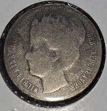 1900 Netherlands Curacao 1/4 Gulden Silver Low Mintage Scarce Silver Coin 