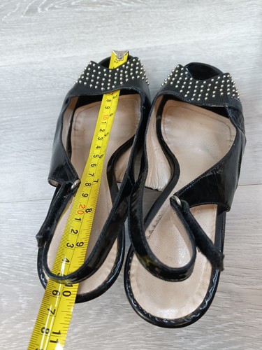 Aquatalia Women's Black Patent Leather Waterproof Studded Peep Toe Heels 10M - Picture 7 of 10