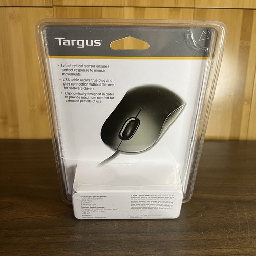 Ratón óptico para computadora portátil Targus USB con cable negro mate nuevo sellado - Imagen 3 de 6