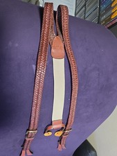 Men's Leather Y-back Braces/Suspenders Brown braided