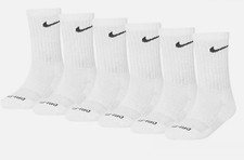 Kids Nike 6-Pack Dri-FIT Crew Socks, WHITE, Sock Size 5-7, Shoe Size 10C-3Y