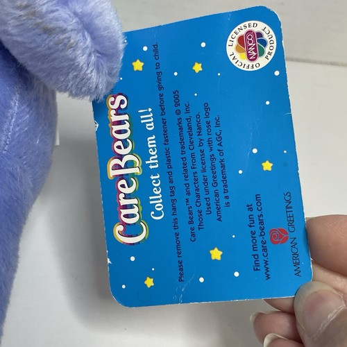 Juguete de peluche Care Bears púrpura día sueño oso 2005 corazón estrella barriga - Imagen 4 de 7