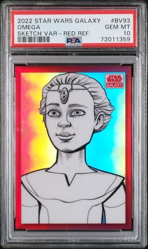 Star Wars Galaxy Omega 2022 boceto variación refractor rojo/5 PSA 10 #BV93 - Imagen 1 de 2
