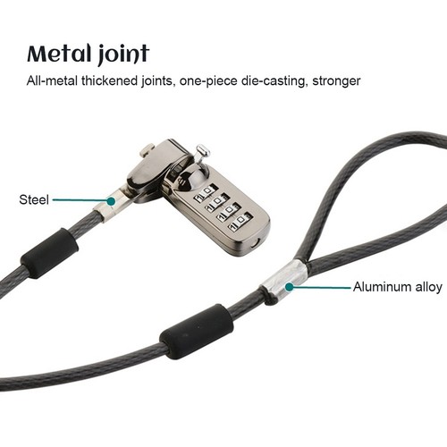 `Laptop Lock Cable Lock Security 4 Digit Password Protections For Notebook - Afbeelding 3 van 12