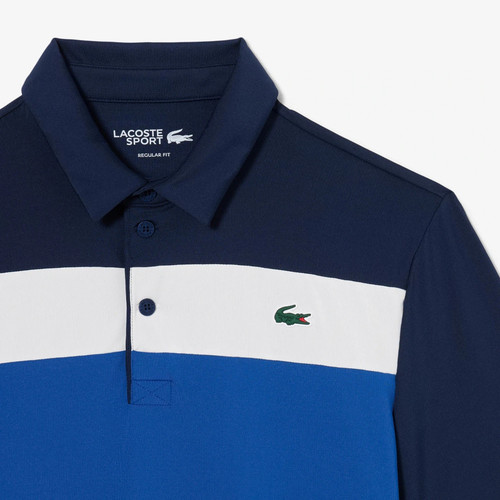 Lacoste Lux Performance Stretch Stripe Polo Shirt Regular Fit Ultra Dry Blue - Picture 5 of 10