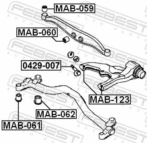 Fits FEBEST MAB-060 BUSHING, REAR TRANSVERSE ARM