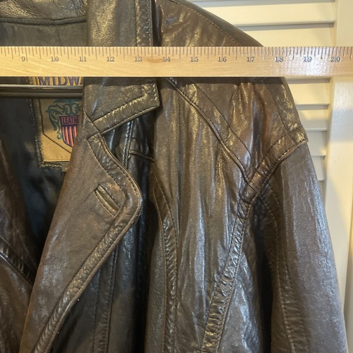 Chaqueta de cuero Midway vintage talla mediana larga marrón gabardina Mob Mafia - Imagen 4 de 11