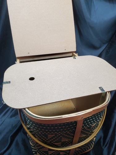Cesta de picnic hecha a mano de mimbre y madera de colección ojo de halcón Burlington tejida hecha en EE. UU. - Imagen 18 de 24