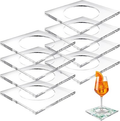 8 Pack Acrylic Coasters DIY Cocktail Napkin Holder Clear Water Resistant Qty 8