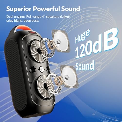 Tragbarer Bluetooth Lautsprecher mit 120dB lautem Sound, dynamische LED-Leuchten, 5 RGB - Bild 3 von 8