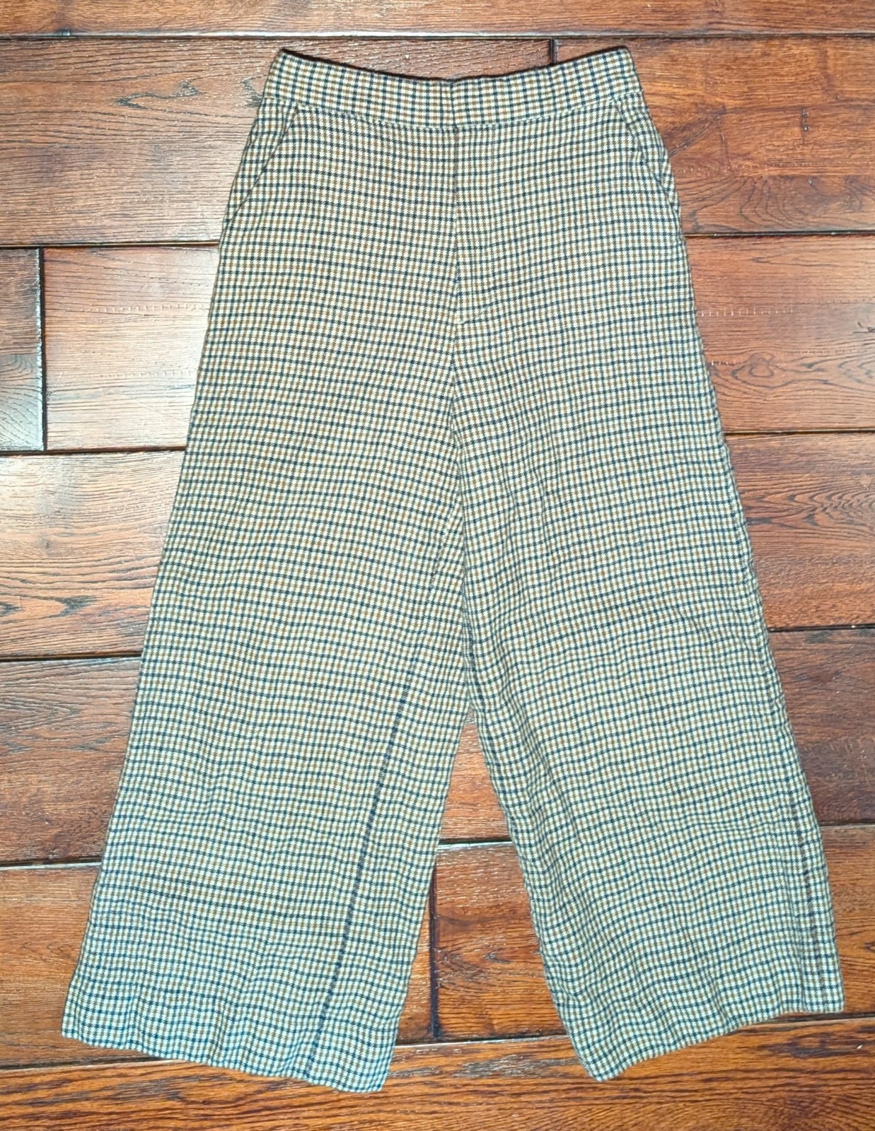 ALTRA DRESSTERIOR Japan pantaloni donna a quadri in lana crop gamba larga taglia 38