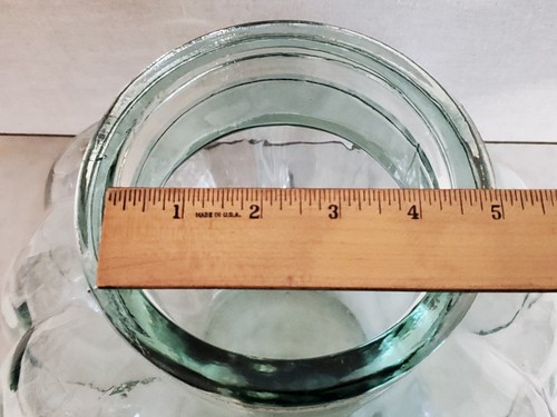 Large Vintage Green Glass Apothecary, Cookie Jar ~15"x12" w/ Lid Pumpkin Shaped - Picture 10 of 21