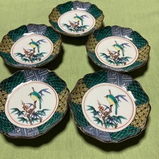 Kutani ware, Kozan kiln, flower and bird auspicious pattern, kingfisher, 5