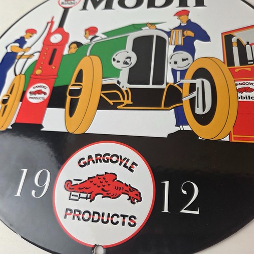 Vintage Mobil Sign - Gargoyle Mobilgas Attendants Gas Oil Filling Porcelain Sign - Picture 3 of 14