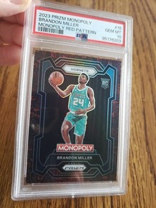 2023-24 Prizm Monopoly #15 Brandon Miller Monopoly Red Pattern RC PSA Gem Mt 10
