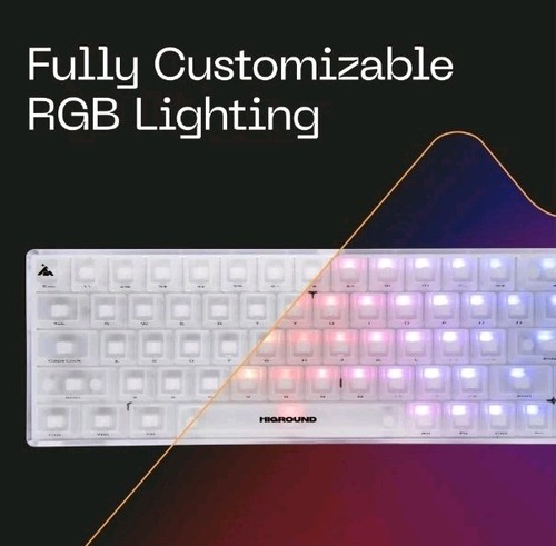 Higround Crystal Opal Basecamp 65% Mechanical USB Wired Gaming Keyboard, Whit... - Picture 6 of 10