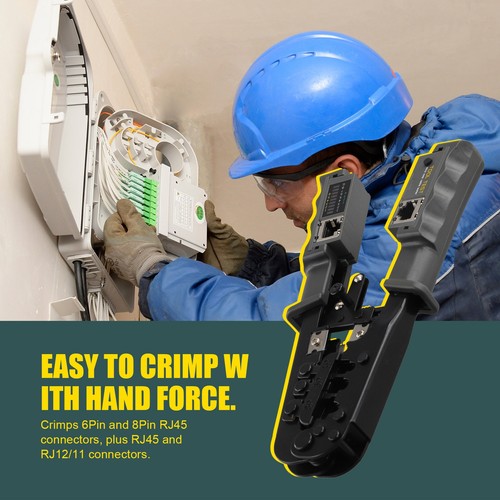 RJ45 Crimper Lan Cable Tester Cutting Tool for Cat7 Cat6 Cat5 RJ11 RJ129339 - Afbeelding 5 van 7