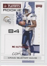 2007 Playoff NFL Playoffs Rookie Red Signatures /100 Craig Davis Buster Auto 9ap