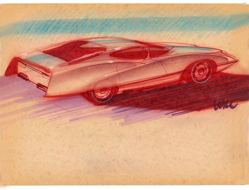 Original GM Styling Vintage Chevy Camaro Car Design Concept drawing Will sketch
