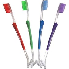 Double-Ended Orthodontic Toothbrush with Interproximal Head for Braces Cleaning