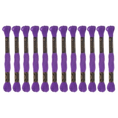 12 Skeins Embroidery Floss 8m Each Cotton Cross Stitch Thread Purple