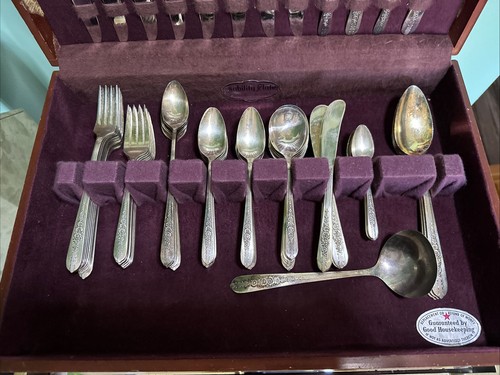 Vintage Oneida Nobility Plate “Royal Rose” Silver Plate Silverware 88 pcs - Picture 4 of 7