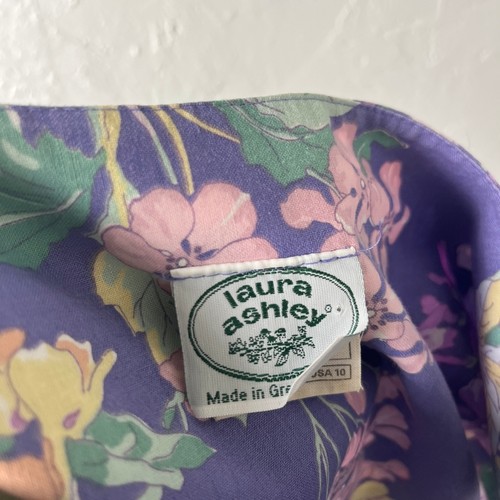 Vintage Laura Ashley Damen Kleid US 10 UK 12 Baumwolle Blumen Taschen Midi ZZ4 - Bild 6 von 7