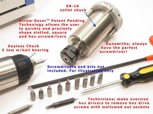 ScrewSaver Screwdriver Maker Benchtop Grinding Machine blade hex flat Bit .001"± - Picture 3 of 12