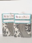2 WAVERLY Charmed Life Toile Farfield Wave Valances Onyx BLACK 52x18 NEW Set