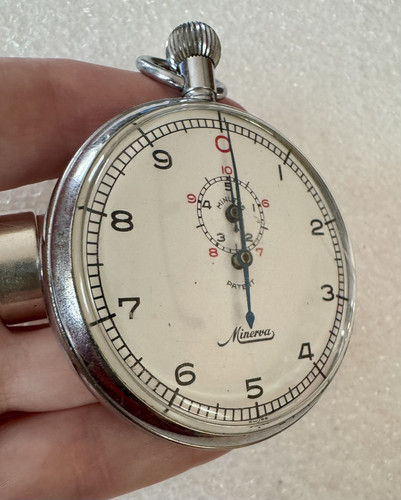Vintage Swiss Made Minerva Stop Watch 7 Jewels ~ In Working Condition - Imagen 2 de 15