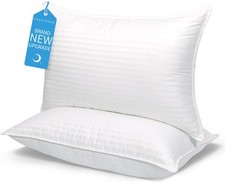Breathable Queen Pillows For Back Sleepers, Down Alternative, 2 Pack, White