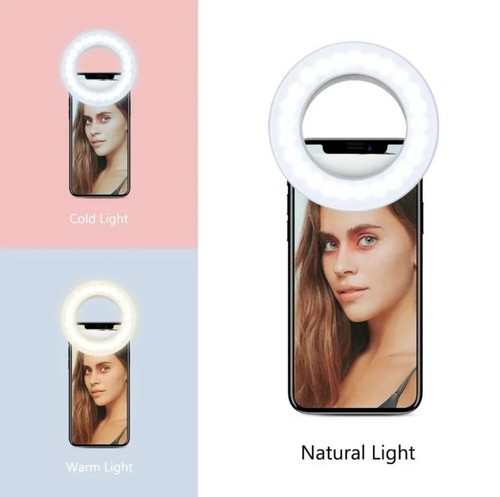 3 Modes Selfie LED Ring Fill Light Camera Rechargeable for iPhone Android Phone - Picture 5 of 18