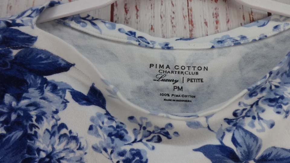 Top Charter Club Luxury Algodón Pima M/P Floral Manga Corta Algodón Pima Foto 3 de 4