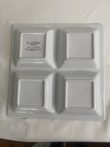 St Nicholas Square Relish Tray SPIRIT OF THE SEASON 4 compartments 12" X 12" - Picture 5 of 5