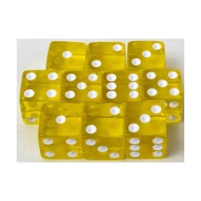 Koplow Translucent Dice d6 16mm Transparent - Yellow (Pipped) (10) New