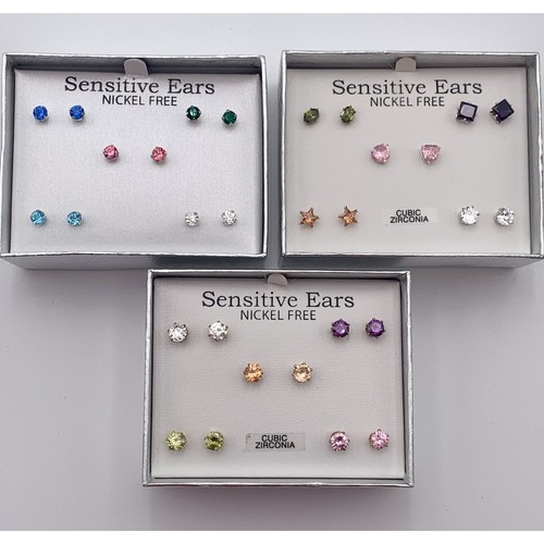 Set aus 3 Sets - Ohrstecker Nickelfrei Farbe Kristall 15 Ohrringe insgesamt NEU - Bild 1 von 5