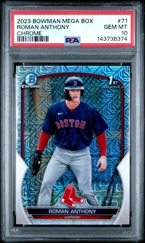 8374 Roman Anthony 2023 Bowman Chrome #BCP-71 Mega Refractor 1st RC PSA 10